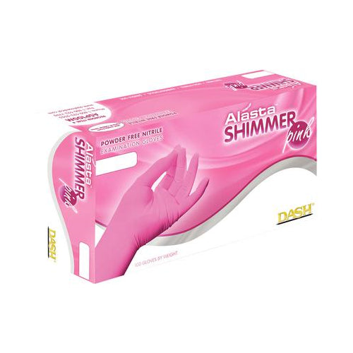 Dash Medical PNK100S Alasta Nitrile Examination Gloves Powder Free Small Shimmer Pink 100/Bx Dash Medical PNK100S Alasta Nitrile Examination Gloves Powder Free Small Shimmer Pink 100/Bx